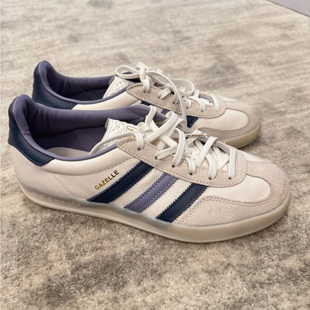 Adidas Gazelle Unisex white/prussian blue/lavender Sneakers (US size 6M/7.5W)